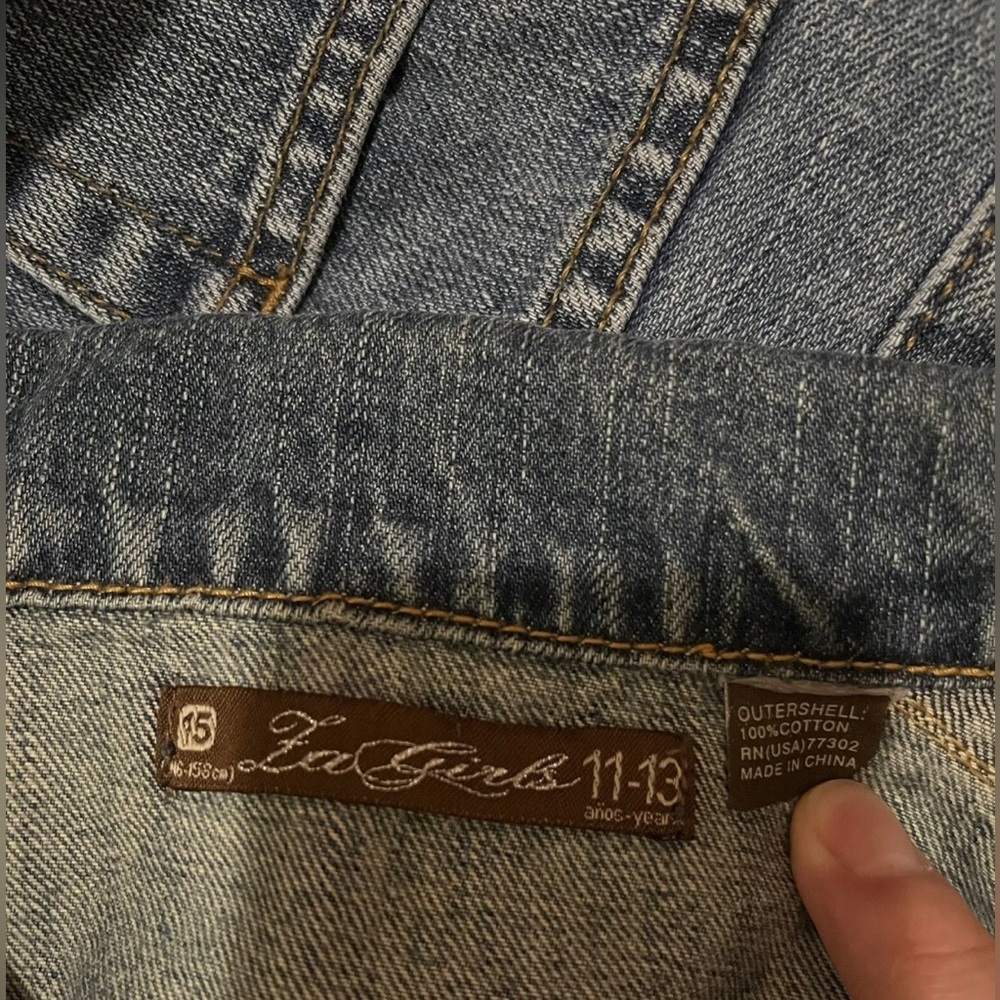 LA Girls Women’s Denim Jeans Blue Jacket Size 15 - Picture 10 of 12